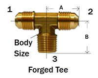 Male Branch Tee 45deg Flare Diagram